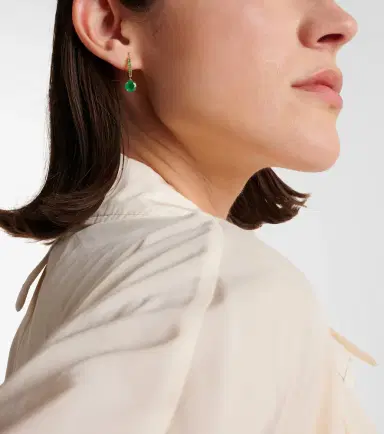 Ileana Makri Grass Seed 18kt gold hoop earrings with emeralds | Thumbnail 3 Ileana Makri Grass Seed 18kt gold hoop earrings with emeralds | Thumbnail 3