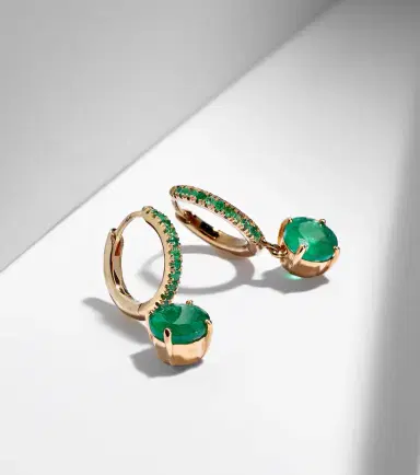 Ileana Makri Grass Seed 18kt gold hoop earrings with emeralds | Thumbnail 5 Ileana Makri Grass Seed 18kt gold hoop earrings with emeralds | Thumbnail 5