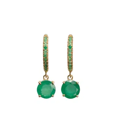 Ileana Makri Grass Seed 18kt gold hoop earrings with emeralds | Thumbnail 1 Ileana Makri Grass Seed 18kt gold hoop earrings with emeralds | Thumbnail 1