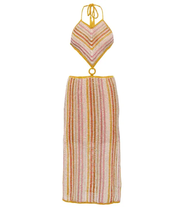 Anna Kosturova Ring halterneck crochet dress