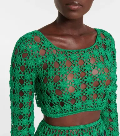 Anna Kosturova Bella crochet cotton crop top | Thumbnail 4