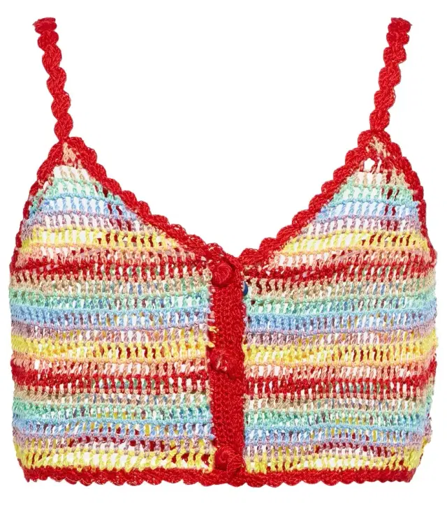 Anna Kosturova Striped crochet crop top