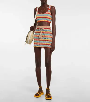 Anna Kosturova Striped crocheted cotton crop top | Thumbnail 2