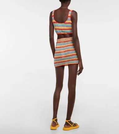 Anna Kosturova Striped crocheted cotton crop top | Thumbnail 3