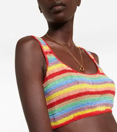 Anna Kosturova Striped crocheted cotton crop top | Thumbnail 4