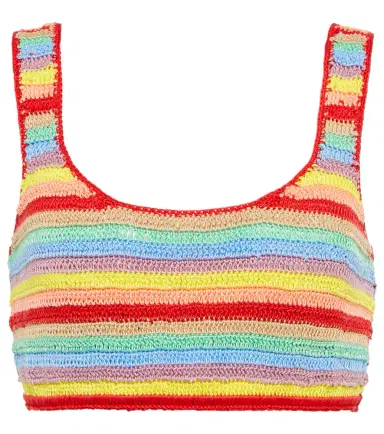 Anna Kosturova Striped crocheted cotton crop top | Thumbnail 1