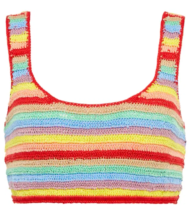 Anna Kosturova Striped crocheted cotton crop top