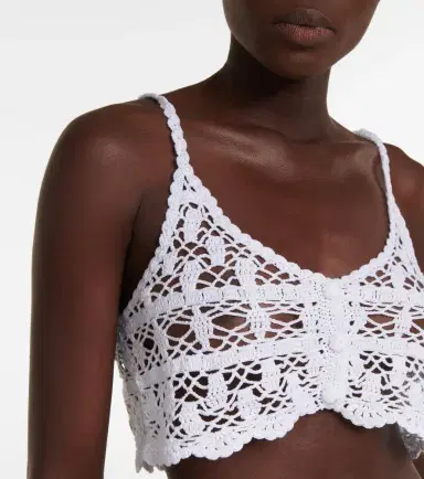Anna Kosturova Bianca crochet crop top | Thumbnail 3