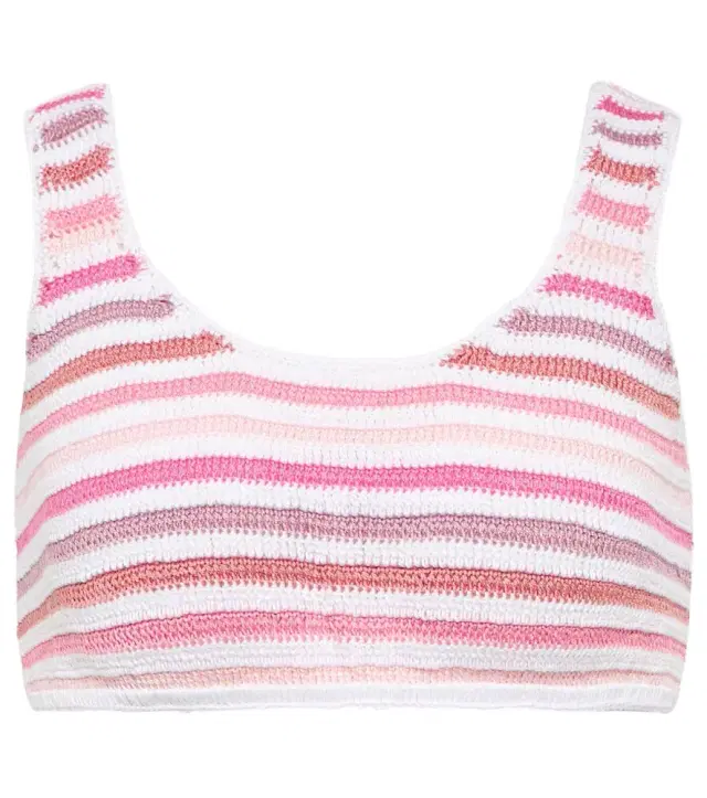 Anna Kosturova Striped crochet crop top