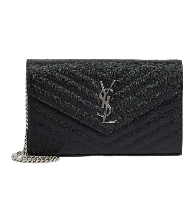 Saint Laurent Cassandre matelassé leather wallet on chain