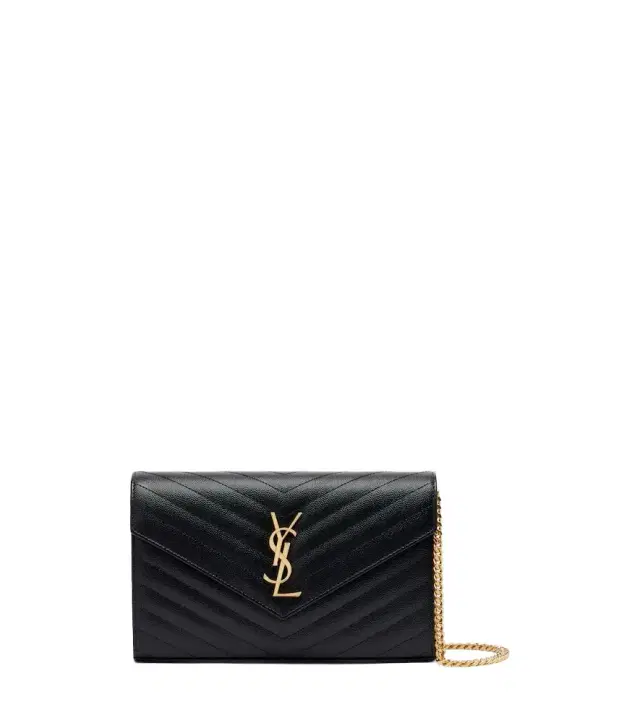 Saint Laurent Cassandre matelassé leather wallet on chain
