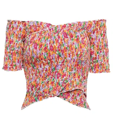 Poupette St Barth Floral off-shoulder crop top | Thumbnail 1