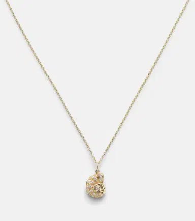 Sydney Evan Nautilus Shell 14kt gold pendant necklace with diamonds | Thumbnail 2
