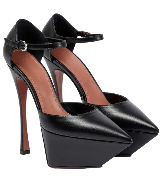 Amina Muaddi Angelica leather platform pumps