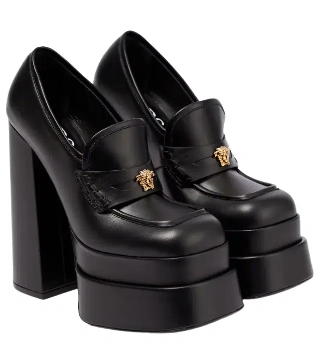 Versace Aevitas leather platform loafer pumps