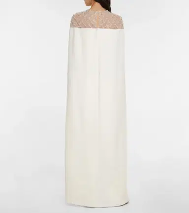 Safiyaa Bridal embellished crêpe cape gown | Thumbnail 4