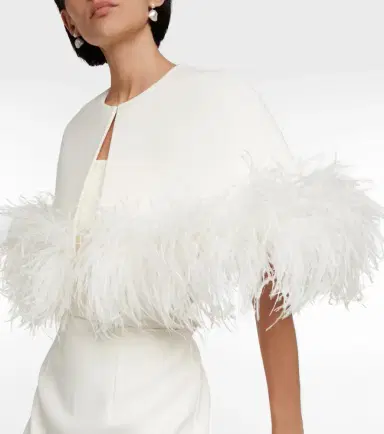 Safiyaa Bridal feather-trimmed crêpe midi dress | Thumbnail 2