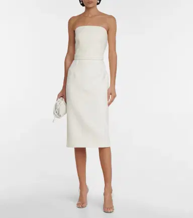 Safiyaa Bridal feather-trimmed crêpe midi dress | Thumbnail 4
