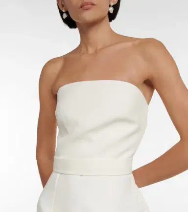 Safiyaa Bridal feather-trimmed crêpe midi dress | Thumbnail 5