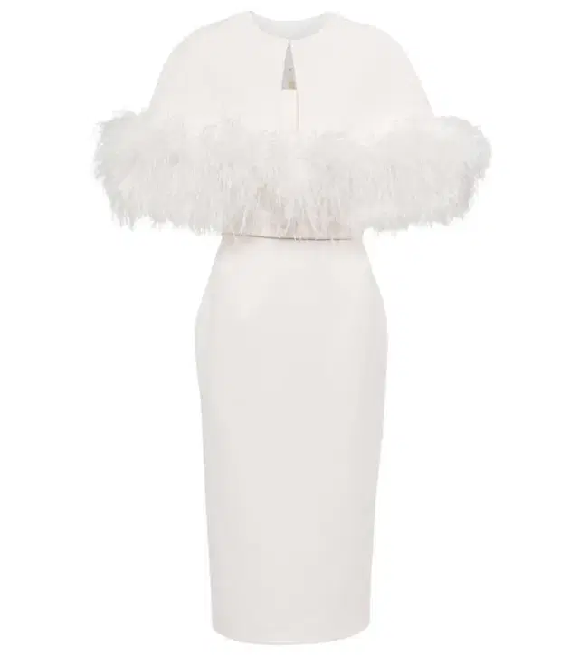 Safiyaa Bridal feather-trimmed crêpe midi dress