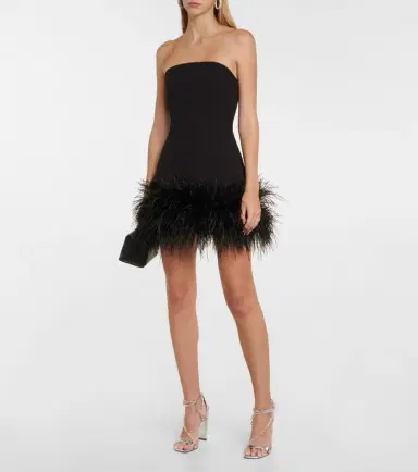 Safiyaa Strapless feather-trimmed minidress | Thumbnail 2