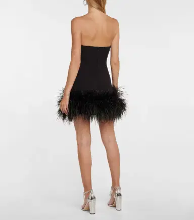 Safiyaa Strapless feather-trimmed minidress | Thumbnail 3