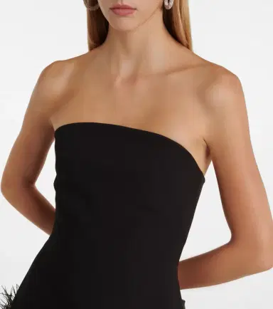 Safiyaa Strapless feather-trimmed minidress | Thumbnail 4