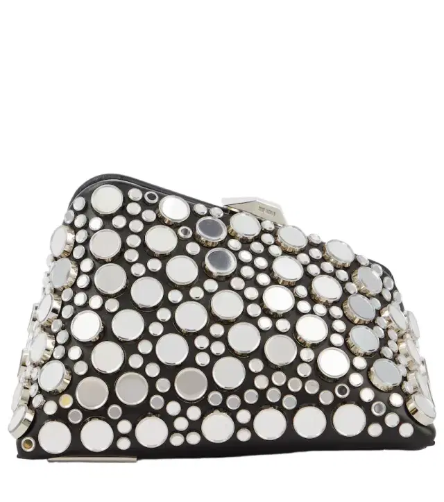 The Attico Midnight Mini studded leather clutch