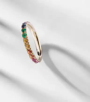 Sydney Evan Rainbow Large 14kt gold eternity ring with sapphires, rubies, amethysts, and emeralds | Thumbnail 3 Sydney Evan Rainbow Large 14kt gold eternity ring with sapphires, rubies, amethysts, and emeralds | Thumbnail 3