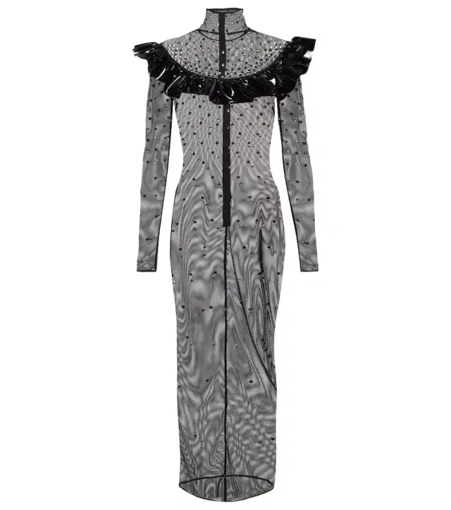 Alessandra Rich Embellished mesh midi dress