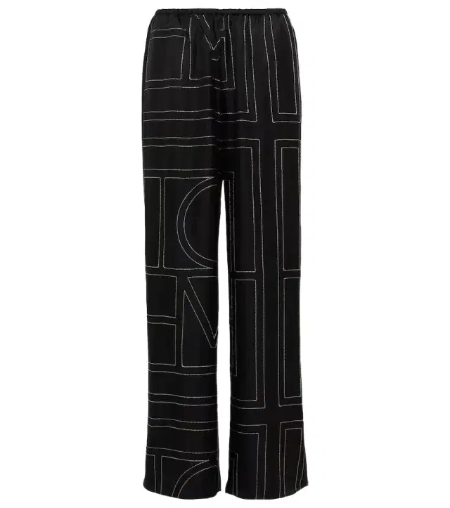 Logo wide-leg silk pants