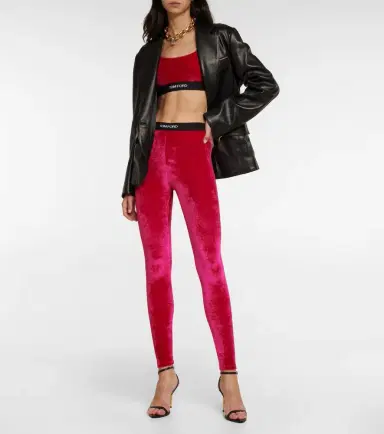 Tom Ford Logo velvet leggings | Thumbnail 4