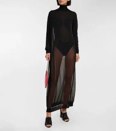 Alaïa Alaïa Sheer high-neck maxi dress | Thumbnail 3