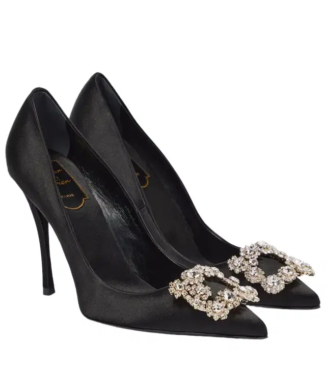 Roger Vivier Flower Strass satin pumps