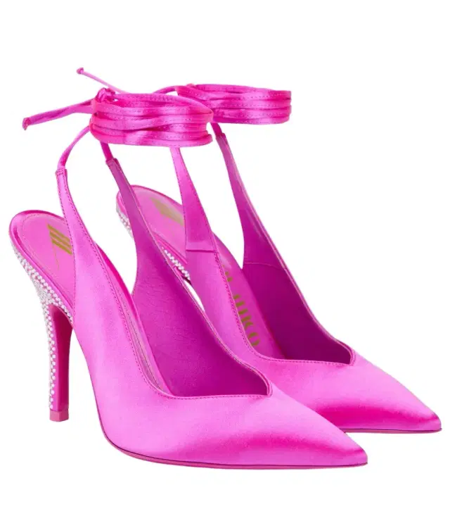 The Attico Venus embellished satin pumps