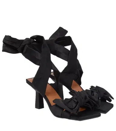 Ganni Bow-trimmed lace-up sandals | Thumbnail 1