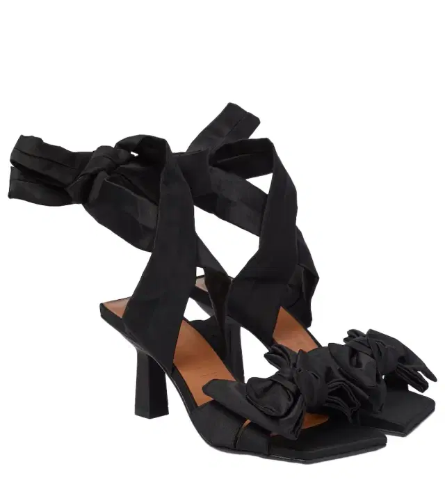 Ganni Bow-trimmed lace-up sandals
