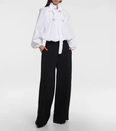Patou Ruffled tie-neck cotton blouse | Thumbnail 2