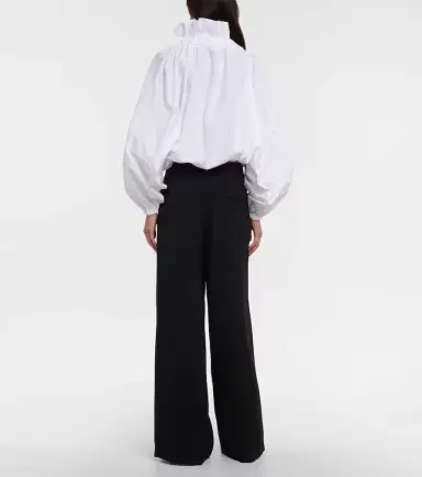 Patou Ruffled tie-neck cotton blouse | Thumbnail 3