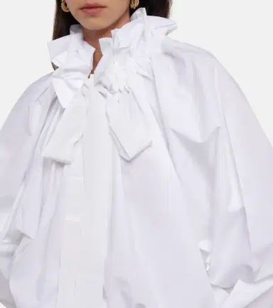 Patou Ruffled tie-neck cotton blouse | Thumbnail 4