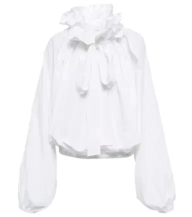 Patou Ruffled tie-neck cotton blouse | Thumbnail 1