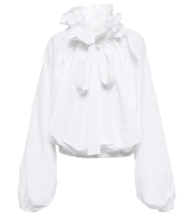 Ruffled tie-neck cotton blouse