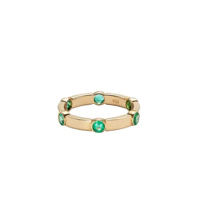 Ileana Makri Stepping Stone 18kt yellow gold ring with emeralds