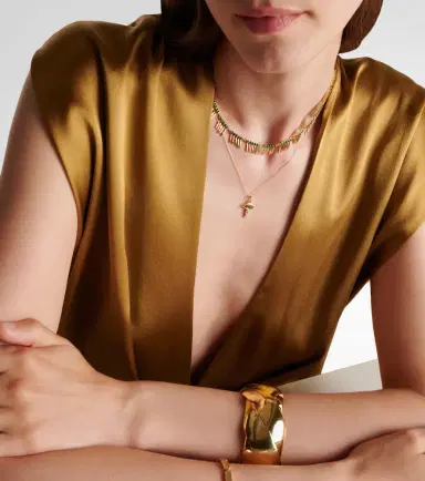 Ileana Makri 18kt gold necklace with emerald and diamonds | Thumbnail 4 Ileana Makri 18kt gold necklace with emerald and diamonds | Thumbnail 4