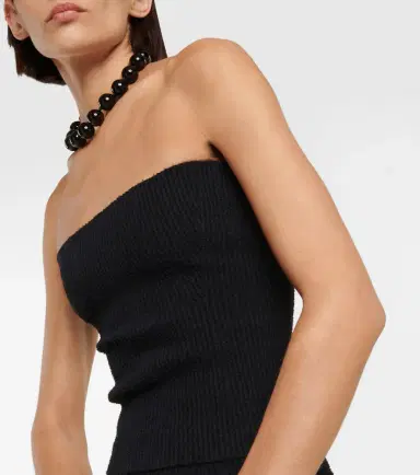 Wardrobe.NYC Wardrobe. NYC Strapless ribbed cotton top | Thumbnail 3