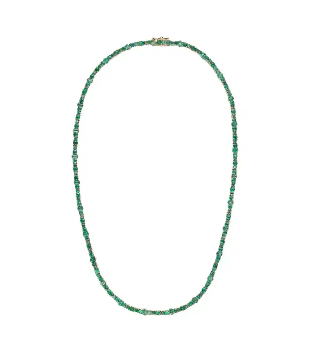 Ileana Makri Rivulet 18kt gold tennis necklace with emeralds
