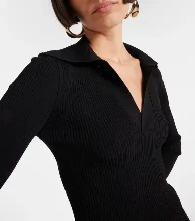 Saint Laurent Ribbed-knit polo sweater | Thumbnail 3