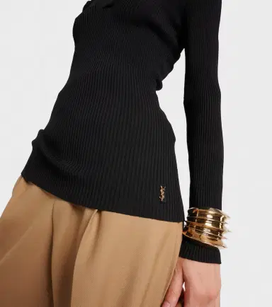 Saint Laurent Ribbed-knit polo sweater | Thumbnail 5