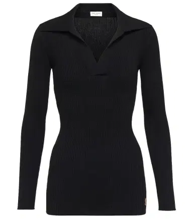 Saint Laurent Ribbed-knit polo sweater | Thumbnail 1