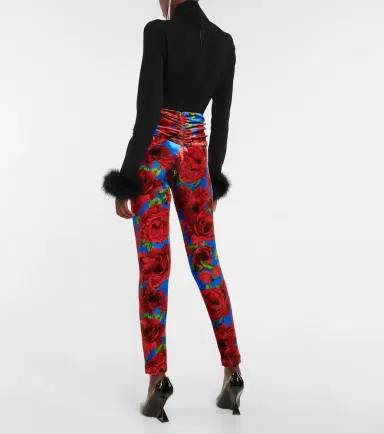 Magda Butrym Floral velvet leggings | Thumbnail 3